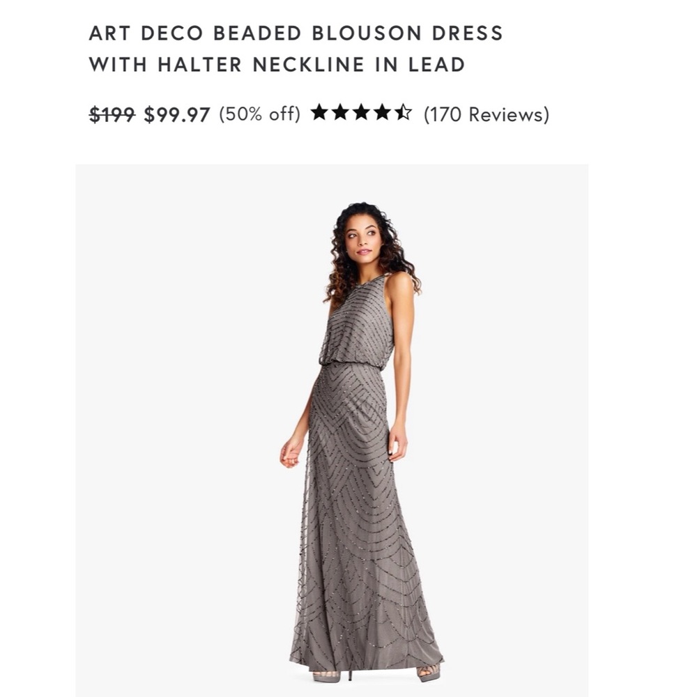Adrianna Papell Art Deco Beaded Blouson Dress